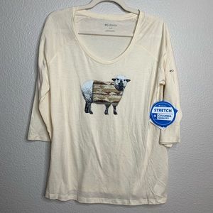 COLUMBIA Sheepy Sherpa Beige 3/4 Sleeve Shirt L